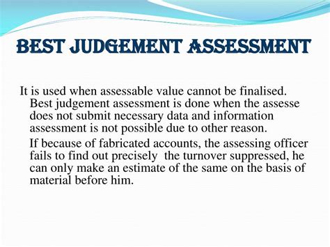 what is best judgement assessment